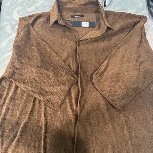 Men’s Oversized Wavy Textured Button-Up Shirt  Casual & Trendy Nova Men Top